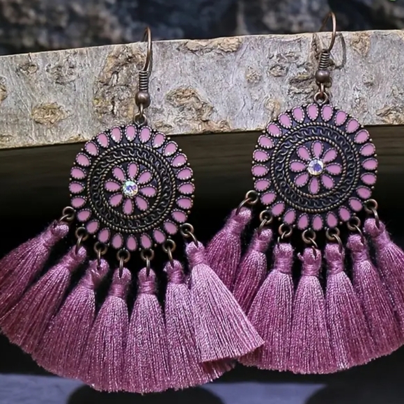 2/$40 Y2KNEW Western Tribal Preppy Clueless Boho Tassel Dangling Earrings(#0123) - Picture 6 of 7